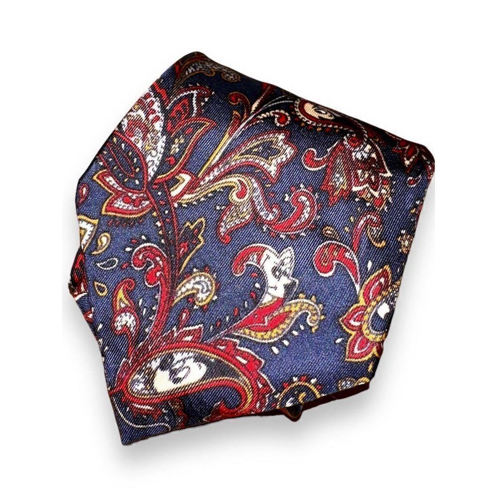 Vintage Balancine Mickey Mouse Neck Tie The Tie Works Made USA Silk Paisley Navy